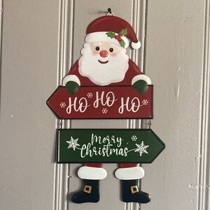 NWT- 18”- 2 Piece- Metal Santa Decoration Sign- Ho Ho Ho & Merry Christmas